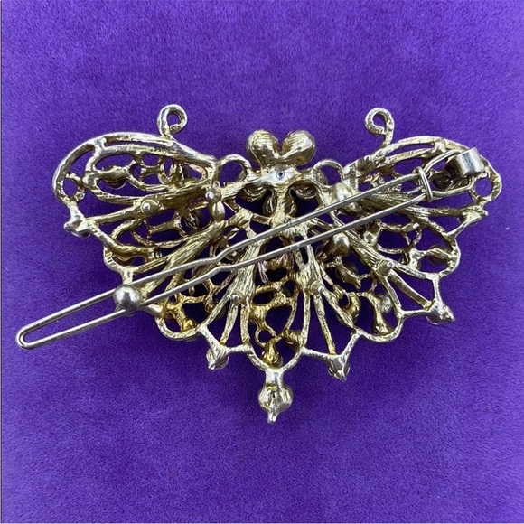 Elegant Gold and Aurora Borealis Crystal Hair Clip - Picture 2 of 2